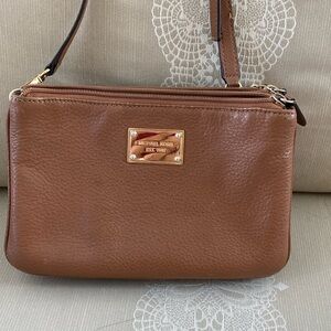Michael Kors Brown leather 3 section crossbody.